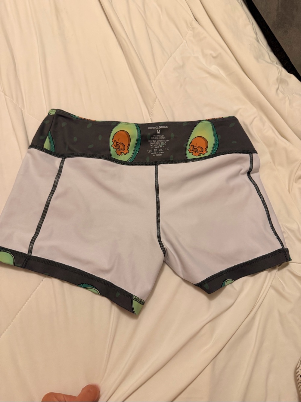 Feed me fight me medium Avocado Skull Print Workout Shorts - Black/Green fmfm - Picture 7 of 7